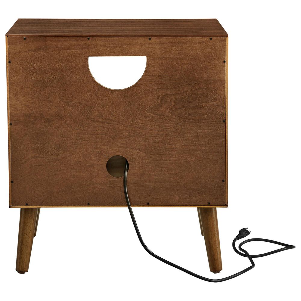 Hearth and Haven Nightstand with Charging Station USB Ports and Outlet Hole in Walnut Brown, , large