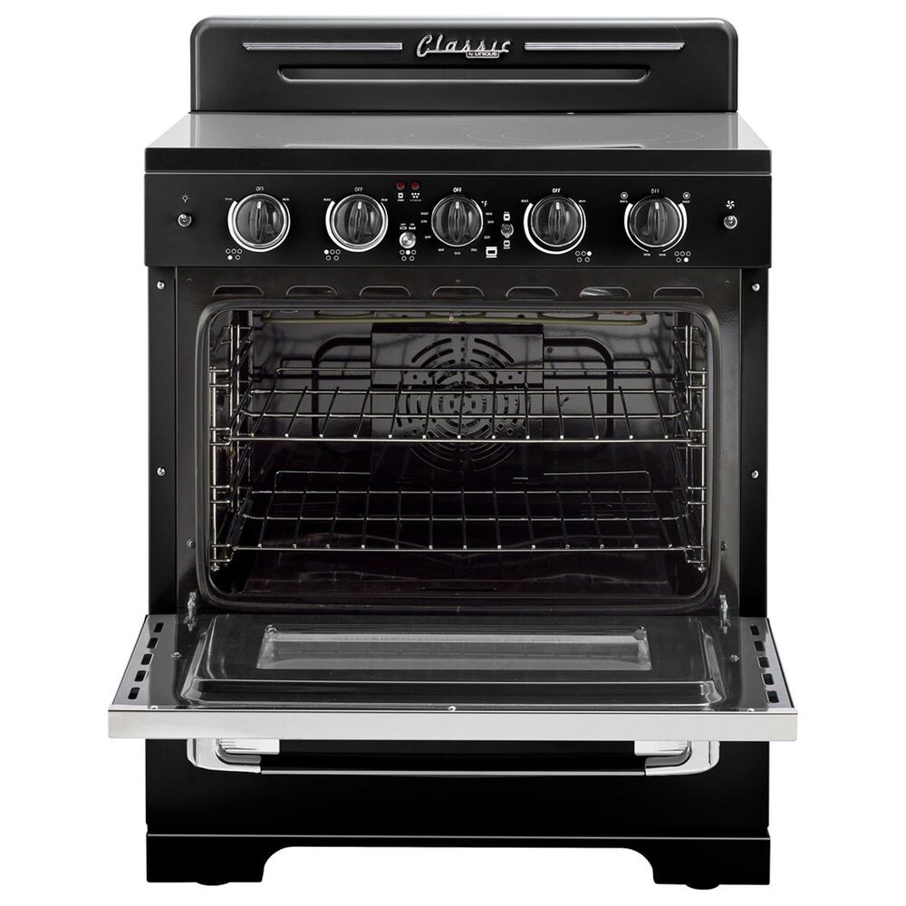 Unique Appliances Classic Retro 30" Radiant Electric Glass Top Convection Range in Midnight Black, , large