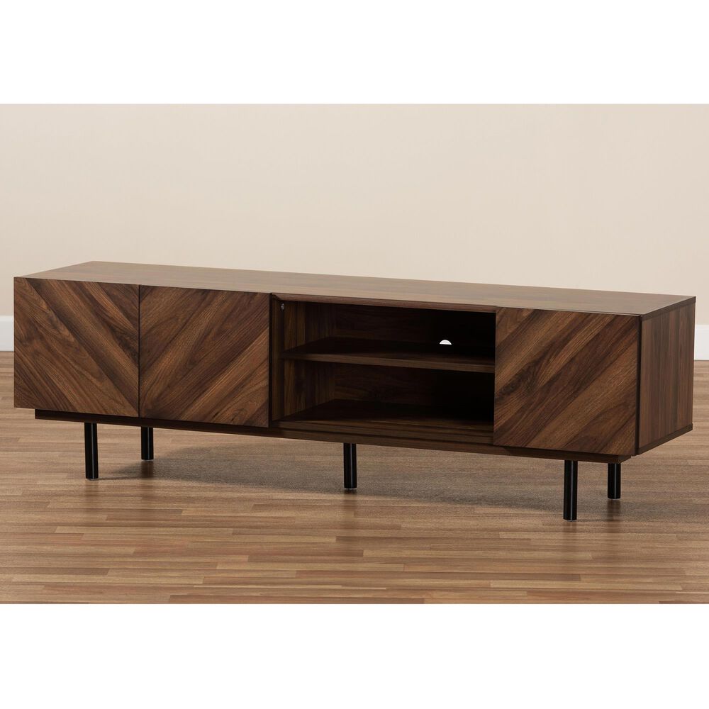 Baxton Studio Berit TV Stand in Walnut Nebraska Furniture Mart