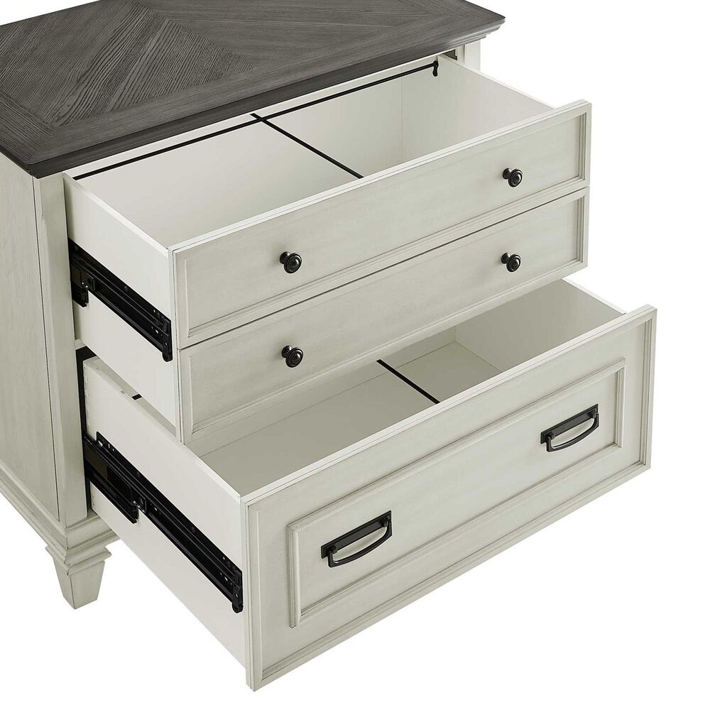 Wycliff Bay Hartford 4-Piece L-Shaped Desk with Bookcase and Lateral File Set in Antique White and Gray, , large