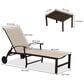 HOMLUX 3-Piece Patio Chaise Lounge Set with Wheels in Khaki, , large