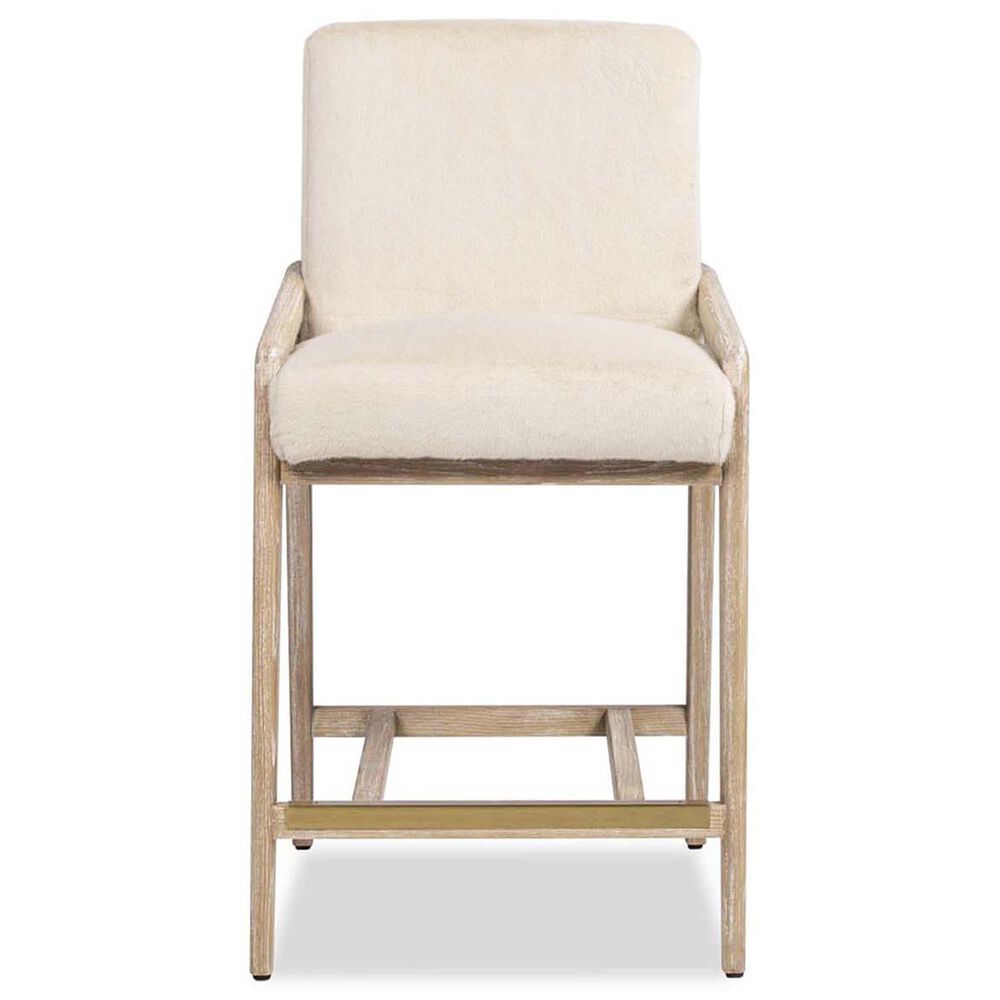 Jennifer Taylor Home Arizona 25.5" Counter Stool with Creme White Cushion in Natural Light Brown, , large