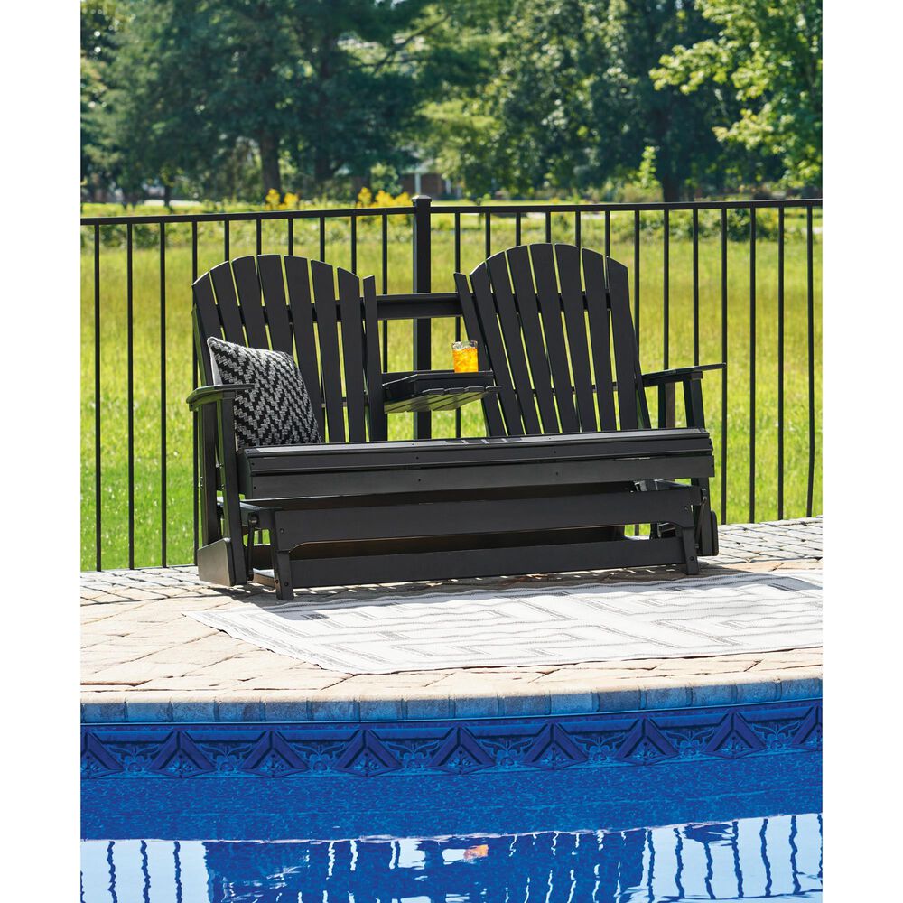 Ashley Hyland Wave Patio Glider Loveseat in Black, , large