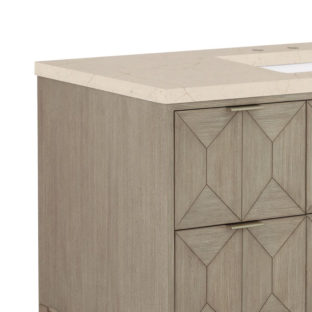 James Martin Vanities Emmeline 48&quot; Single Vanity in Pebble Oak with 3 cm Eternal Marfil Quartz Top, , large