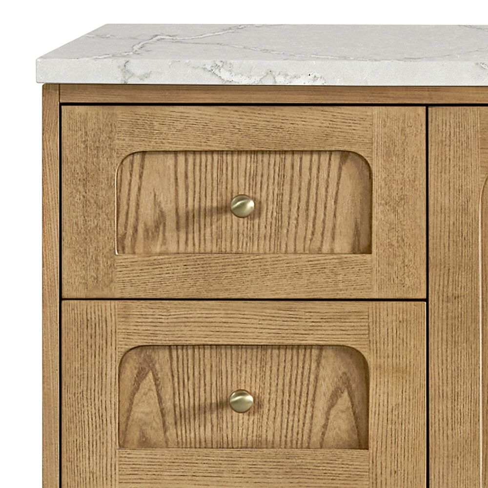 James Martin Vanities Laurent 60&quot; Single Bathroom Vanity in Light Natural Oak with 3 cm Victorian Silver Quartz Top and Rectangular Sink, , large