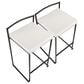 Lumisource Fuji Stackable Counter Stool with White Faux Leather Cushion in Black (Set of 2), , large