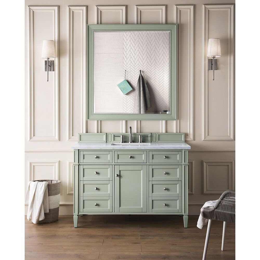 James Martin Vanities Brittany 48&quot; Single Bathroom Vanity in Sage Green with 3 cm Arctic Fall Solid Surface Top and Rectangular Sink, , large
