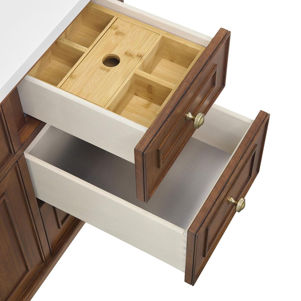 James Martin Vanities Lorelai 48" Single Vanity in Mid-Century Walnut with 3 cm White Zeus Quartz Top, , large