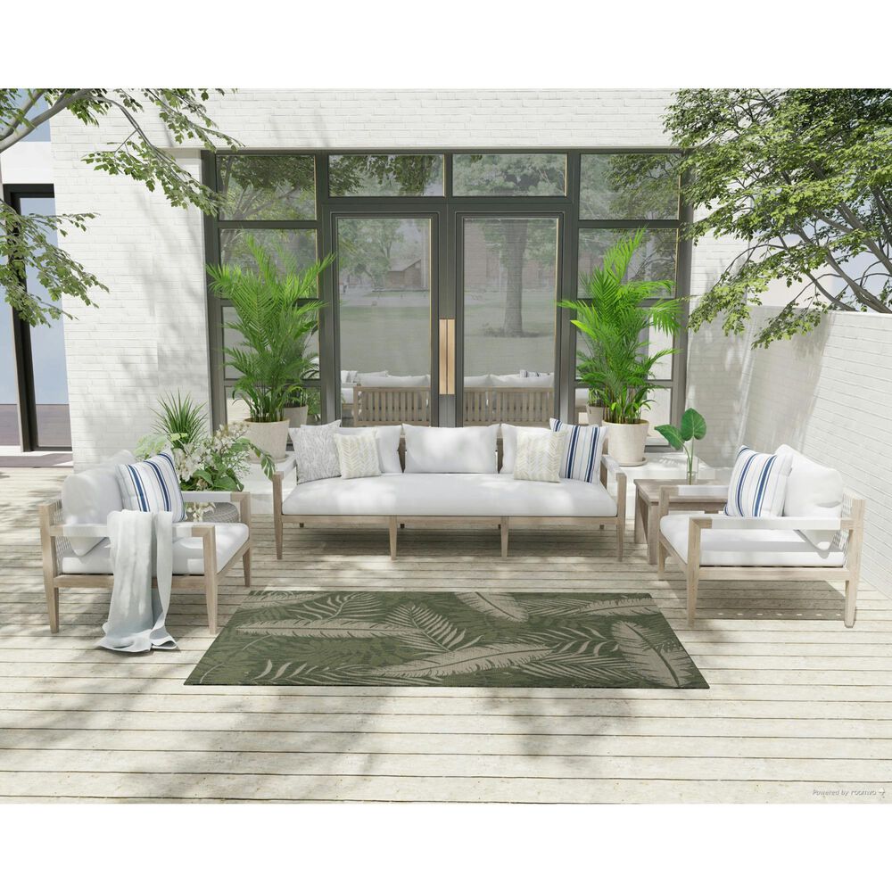 Nourison Garden Oasis GOA02 Green and Ivory 4&#39; x 6&#39; Indoor/Outdoor Area Rug, , large