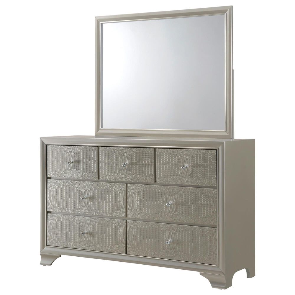 Crown Mark Lyssa 5-Piece Twin Panel Bedroom Set in Champagne, , large