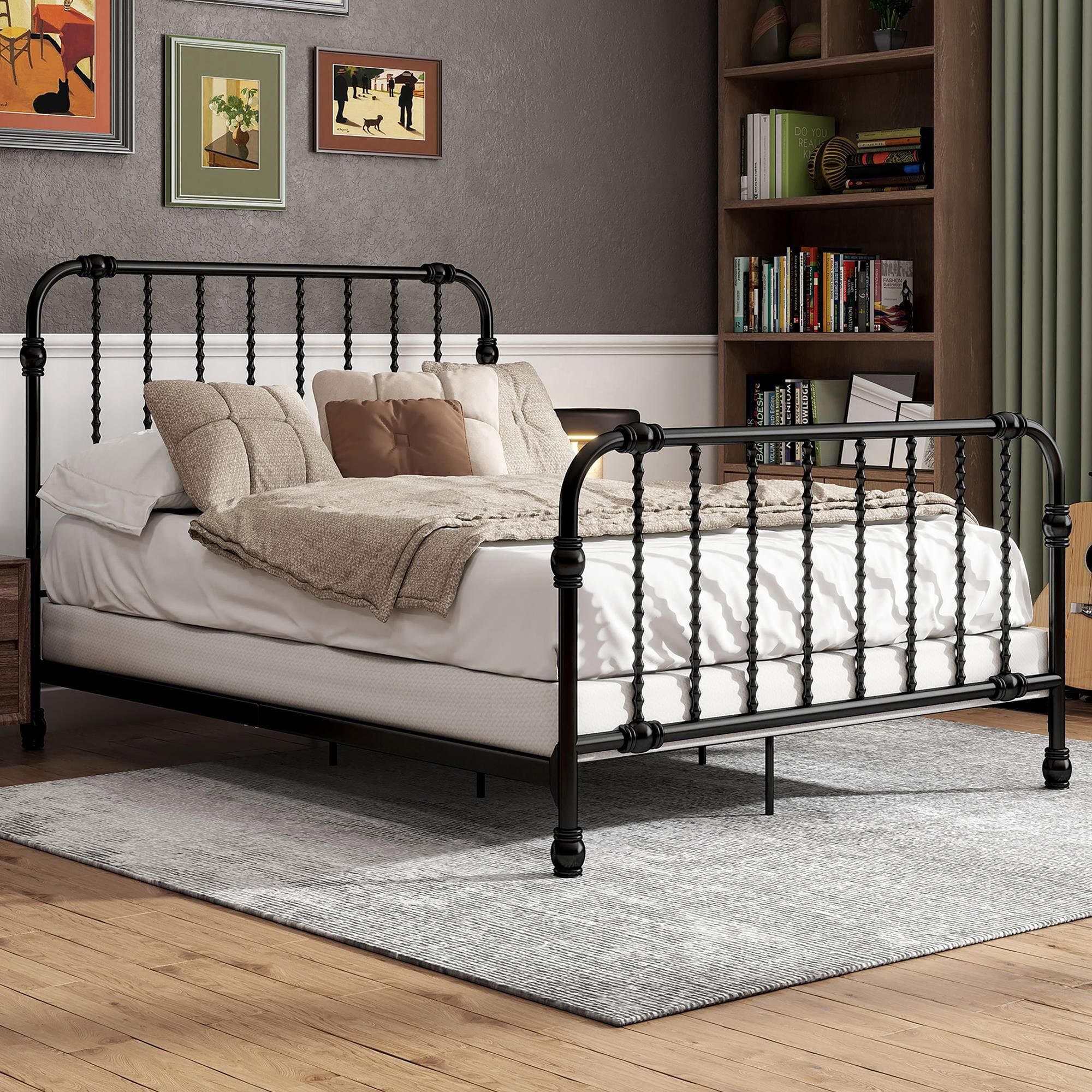 Furniture of America Wren Full Spindle Kids Bed in Black