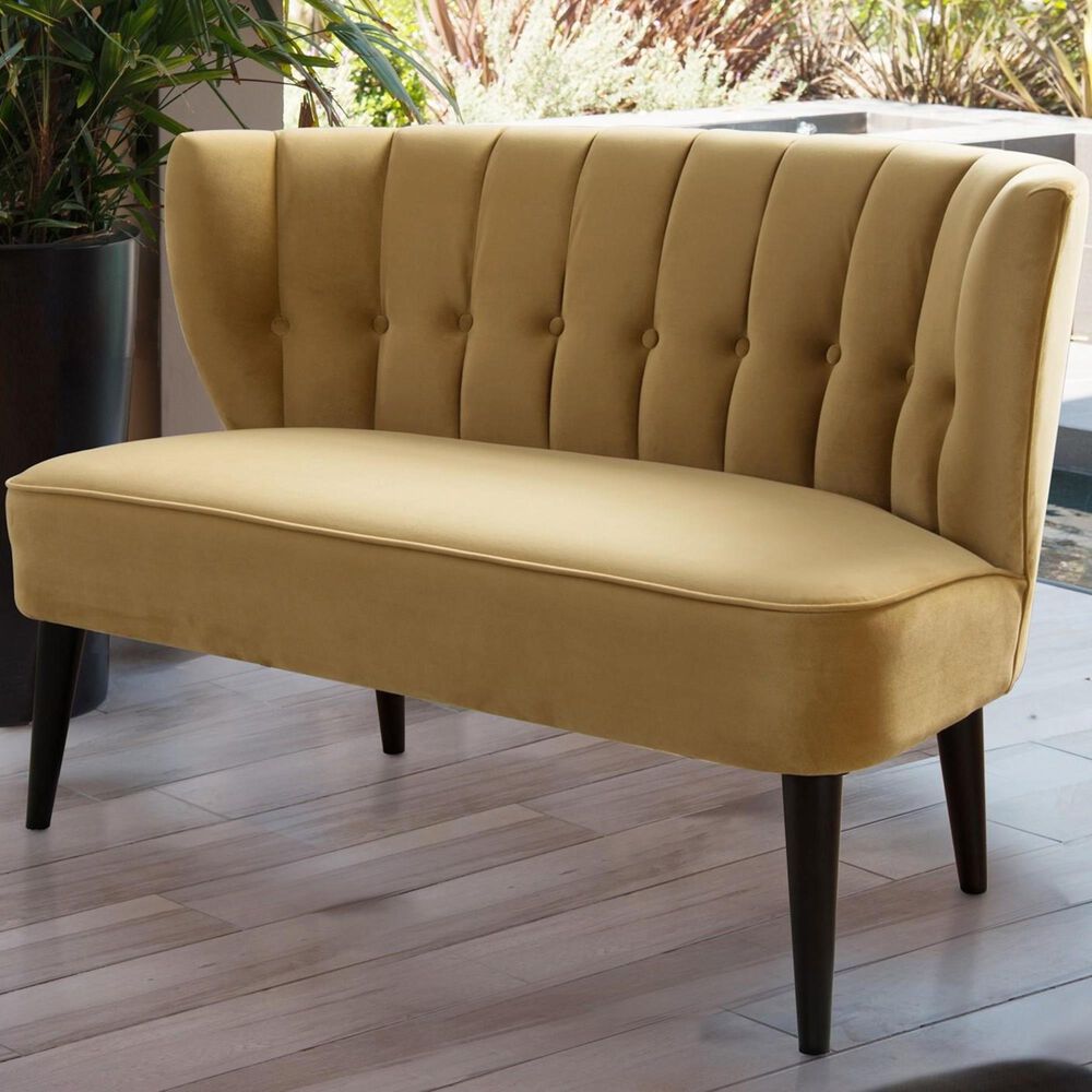 Jennifer Taylor Home Becca Channel and Button Tufted Settee in Gold