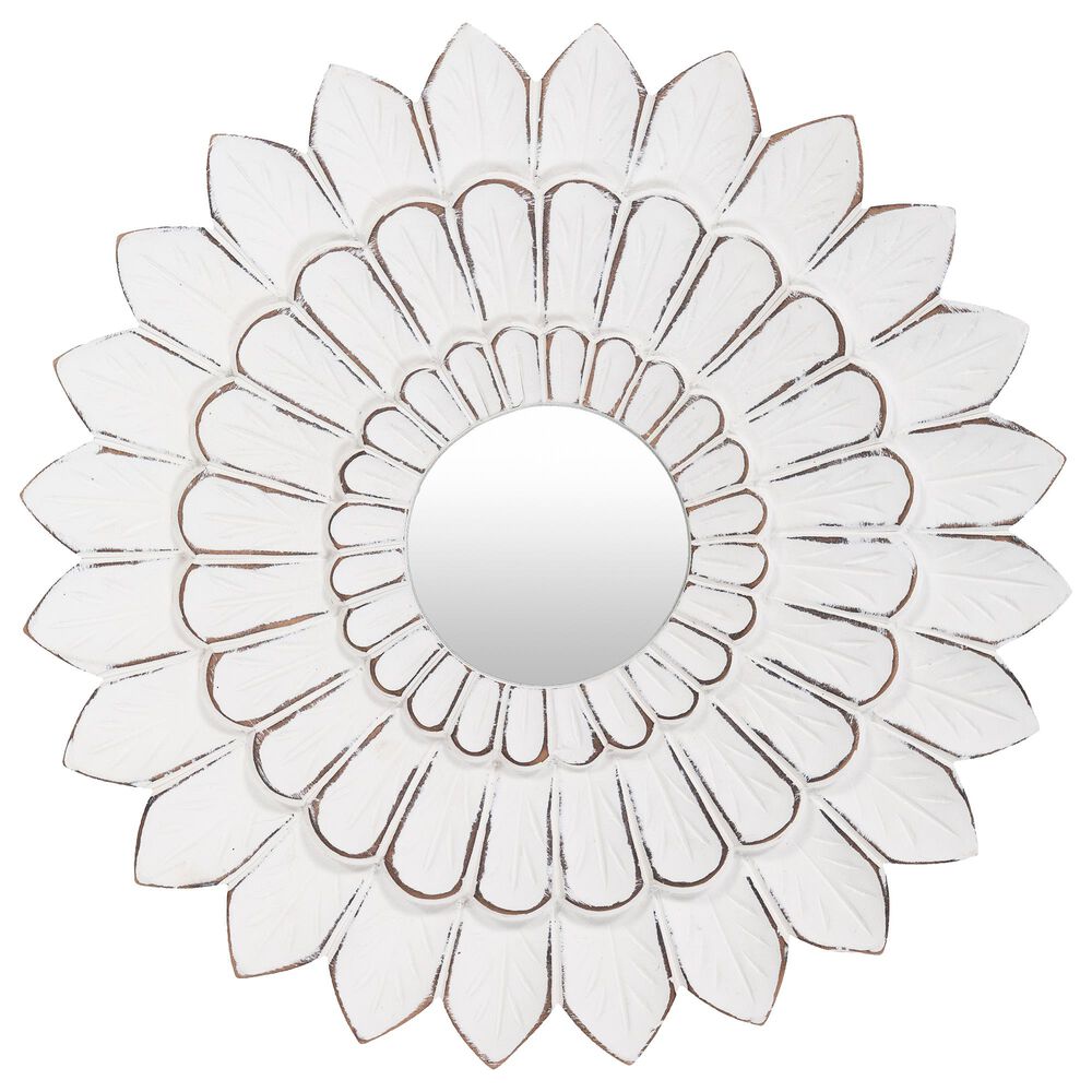 Surya Maneka Wall Mirror in White and Brown, , large