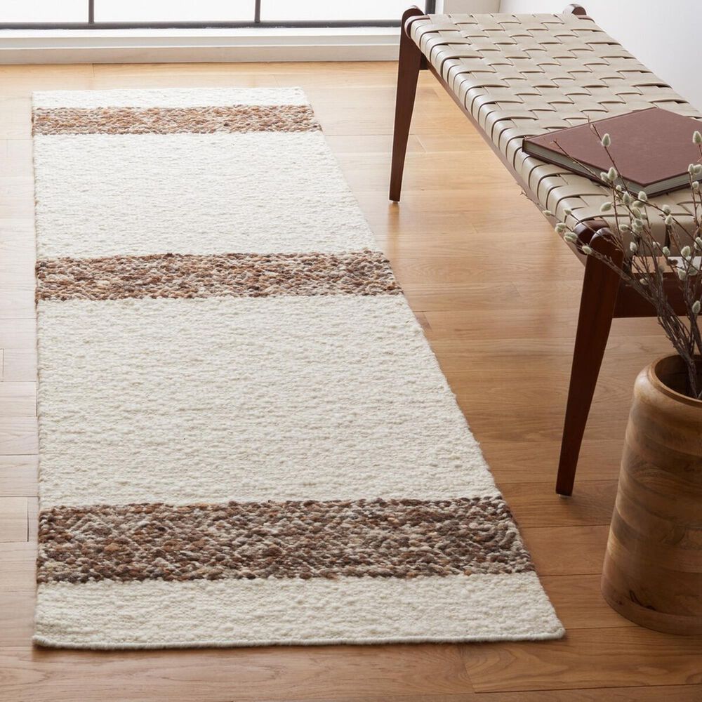 Safavieh Natura NAT321A NAT321A 2&#39;3&quot; x 8&#39; Ivory and Brown Runner, , large