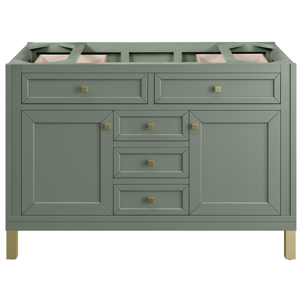 James Martin Vanities Chicago 48&quot; Single Bathroom Vanity in Smokey Celadon with Single Hole 3 cm White Zeus Quartz Top and Rectangular Sink, , large