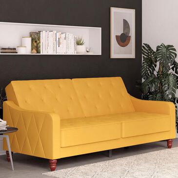 Dorel Asia Vintage Futon in Mustard Velvet, , large