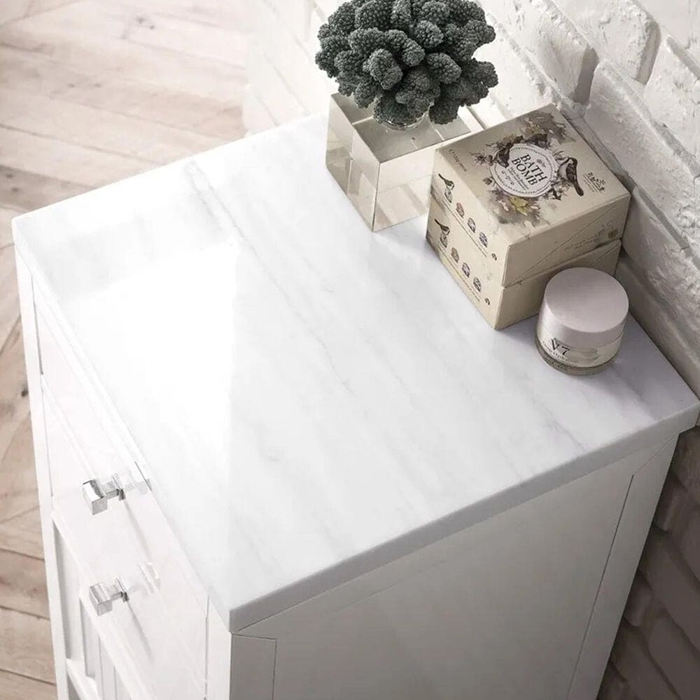 James Martin Vanities Athens 15&quot; Left Single Bathroom Vanity in Glossy White with 3 cm Arctic Fall Solid Surface Top and Rectangle Sink, , large