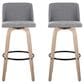 LumiSource Toriano Swivel Bar Stool with Grey Fabric Upholstery in Whitewashed and Black (Set of 2), , large