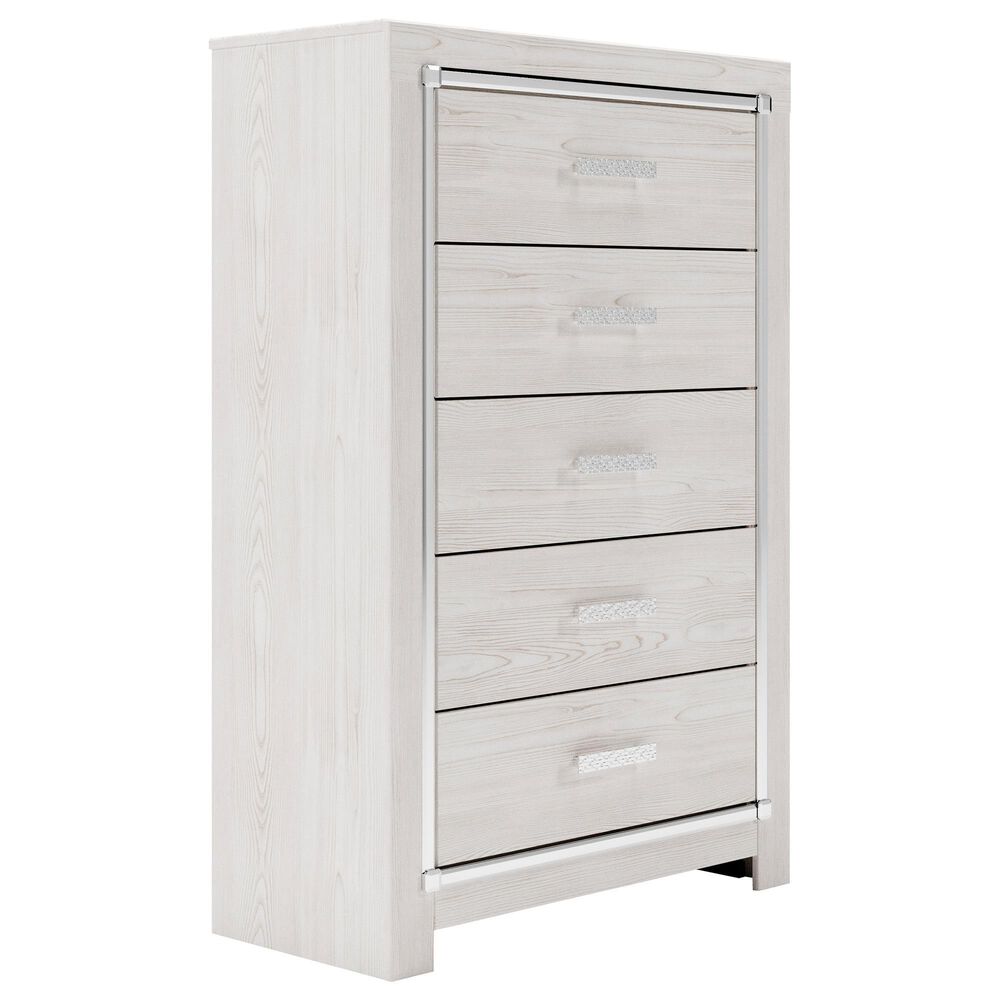 Ashley Altyra 5 Piece Twin Panel Bedroom Set in White with LED Headboard, , large