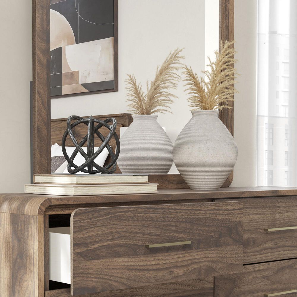 Ashley Fortlorn Bedroom Mirror in Walnut Brown, , large