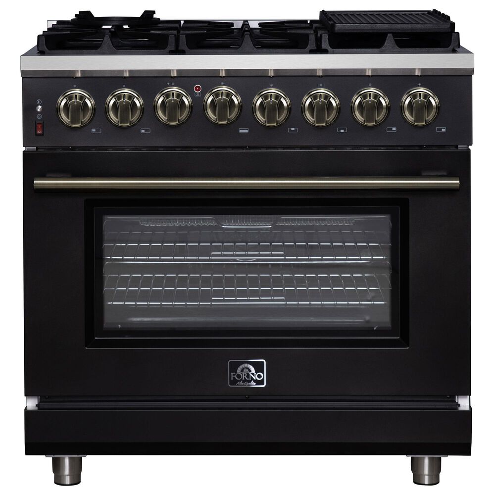 Forno Massimo 36" Freestanding Dual Fuel Range in Black, , large