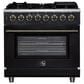 Forno Massimo 36" Freestanding Dual Fuel Range in Black, , large