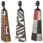 Maple and Jade African Woman Decorative Sculpture with Red, Orange, and White Dresswear in  Black Set of 3, , large