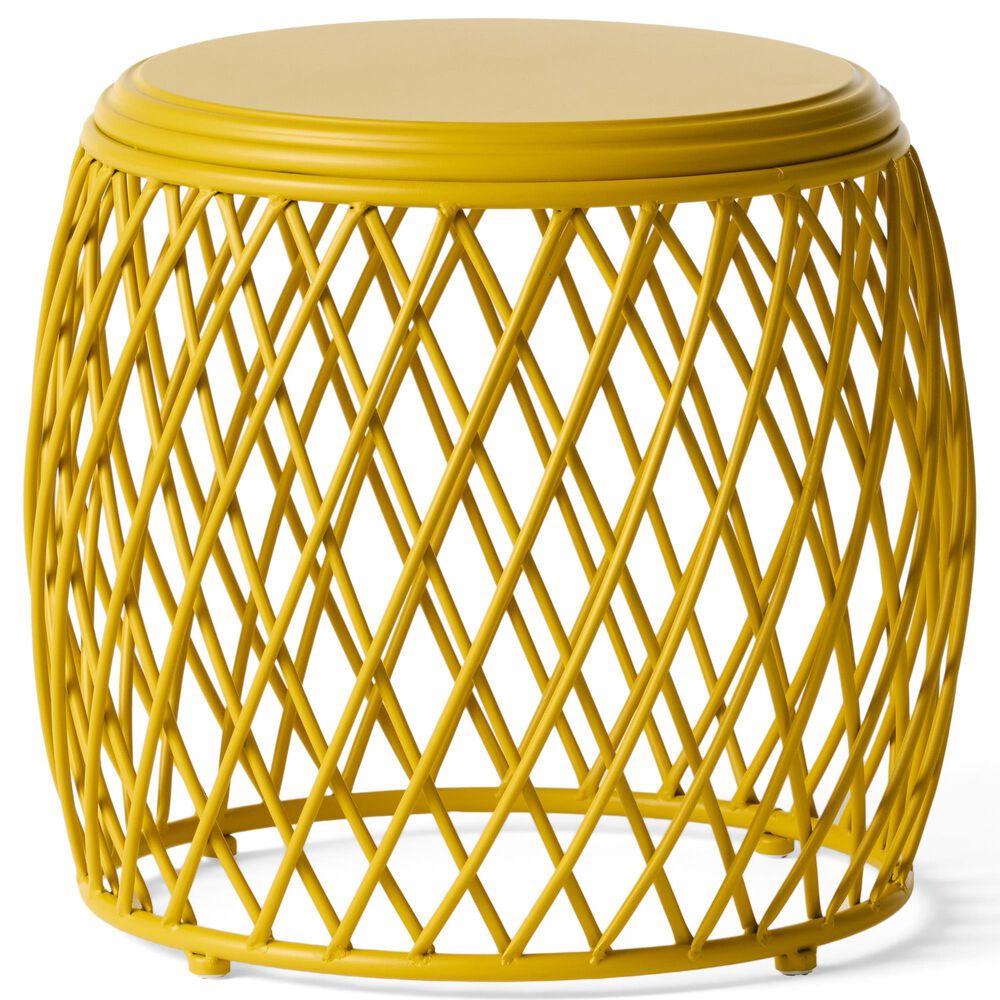 Hearth and Haven Alamera Outdoor Metal Lattice Side Table in Yellow, , large