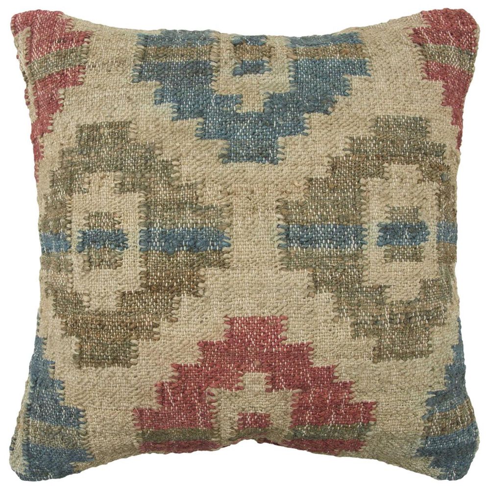 Rizzy Home 20" x 20" Poly-Fill Pillow in Beige with Teal, Green and Red, , large