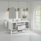 James Martin Vanities Breckenridge 60" Double Bathroom Vanity in Bright White with Single Hole 3 cm White Zeus Quartz Top and Rectangular Sinks, , large
