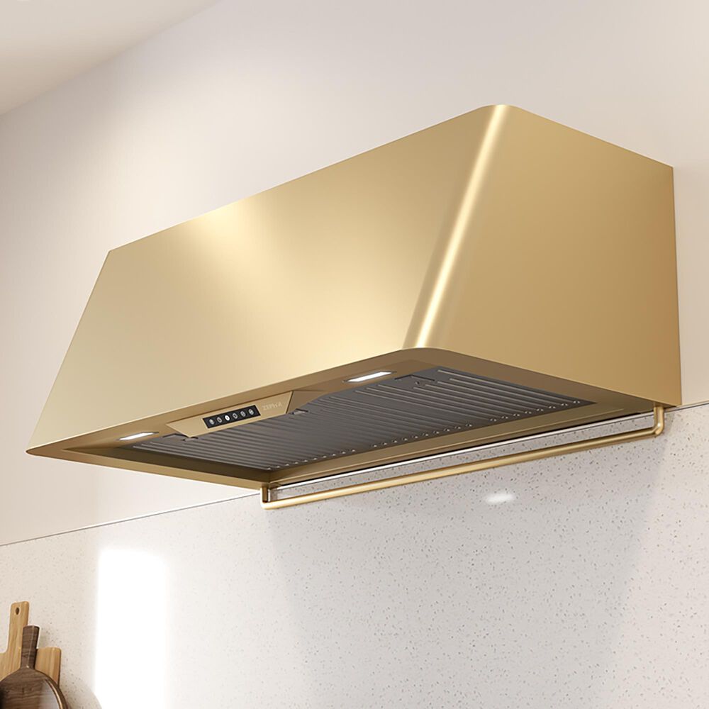Zephyr Mesa 36&quot; Wall Mounted Range Hood in Satin Gold, , large