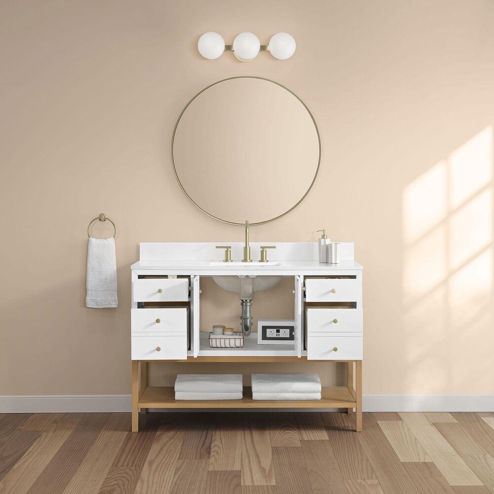 37B Isadore 48" Single Bathroom Vanity Cabinet in Bright White and White Composite Stone Top and Backsplash, , large