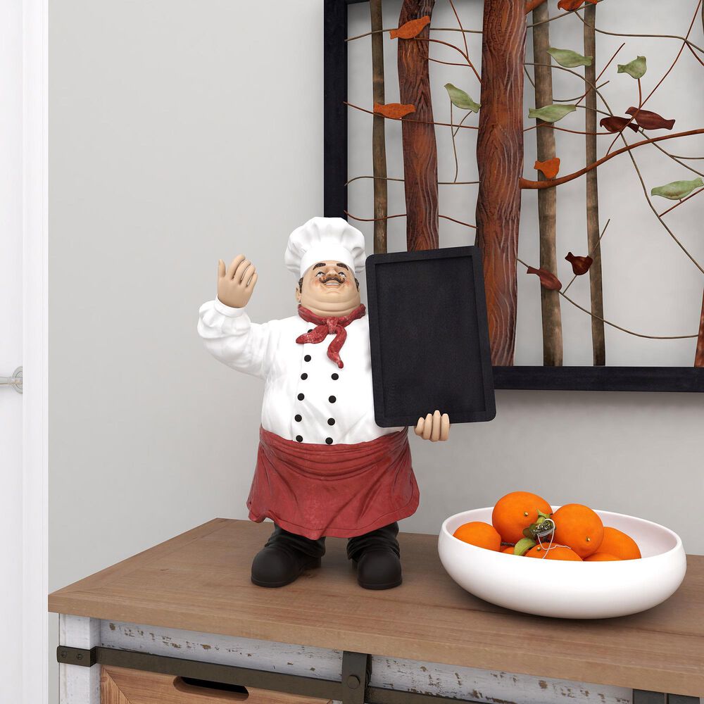 Maple and Jade Polystone Chef Decorative Sign in Black, Red and White, , large