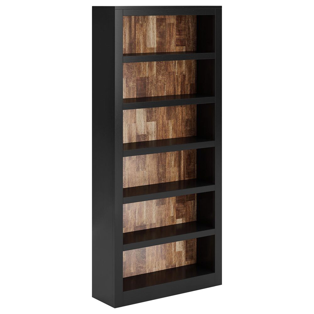 Ashley Wildenauer 3-Piece L-Shape Desk with Bookcase Set in Brown and Black, , large