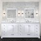 Lexora Home Dukes 84" Double Bathroom Vanity in White with 2 cm White Carrara Marble Top and Rectangular Sinks, , large