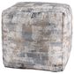 LR Home 18" Square Abstract Pouf in Taupe and Blue, , large