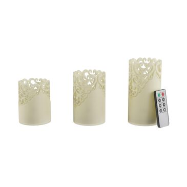 Timberlake Lavish Home 3 Flameless Pillar LED Candles in Vanilla, , large