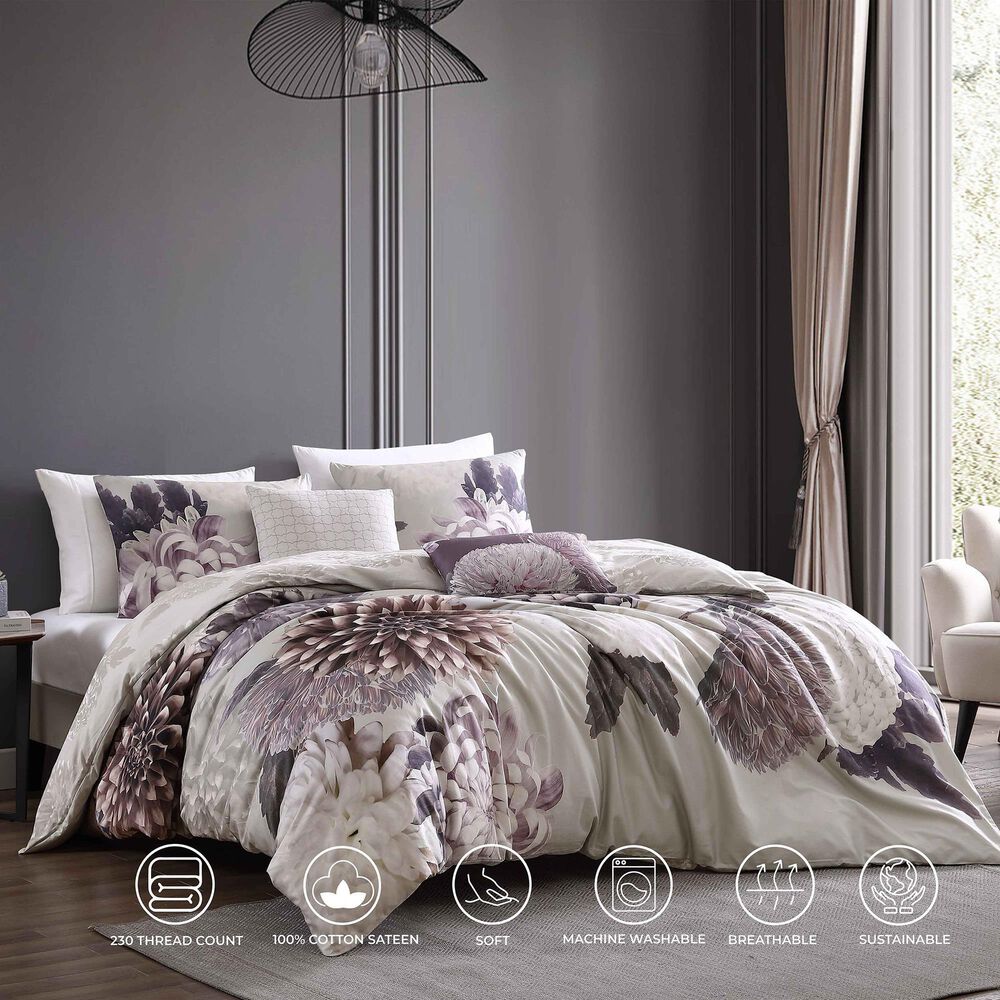 BEBEJAN Dahlia 5-Piece Reversible King Comforter Set in Purple, , large