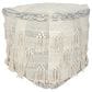 India House 18" x 18" Square Fringe Pouf in Grey, , large