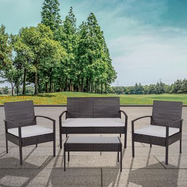 Flash Furniture Aransas 4-Piece Patio Set in Black, , large