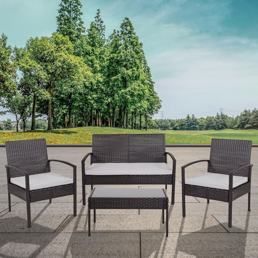 Flash Furniture Aransas 4-Piece Patio Set in Black, , large