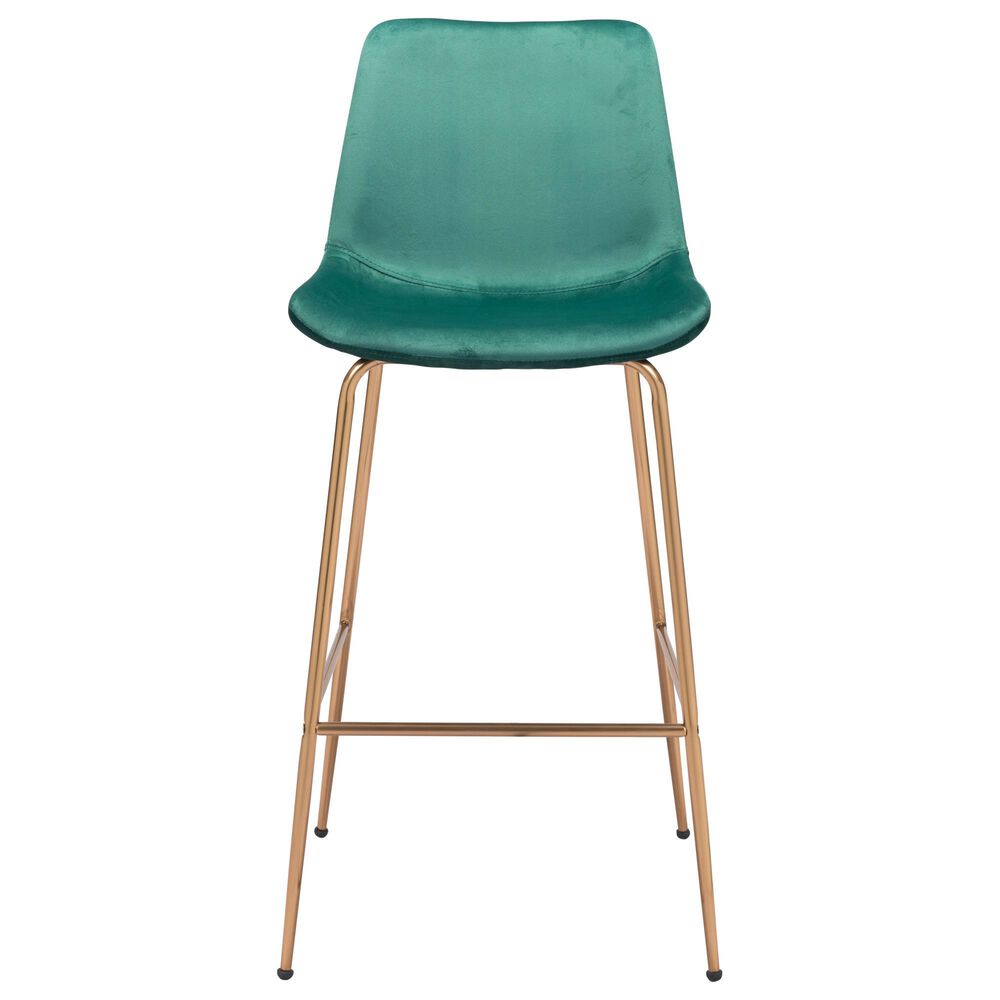 Zuo Modern Tony Bar Stool in Green and Gold, , large
