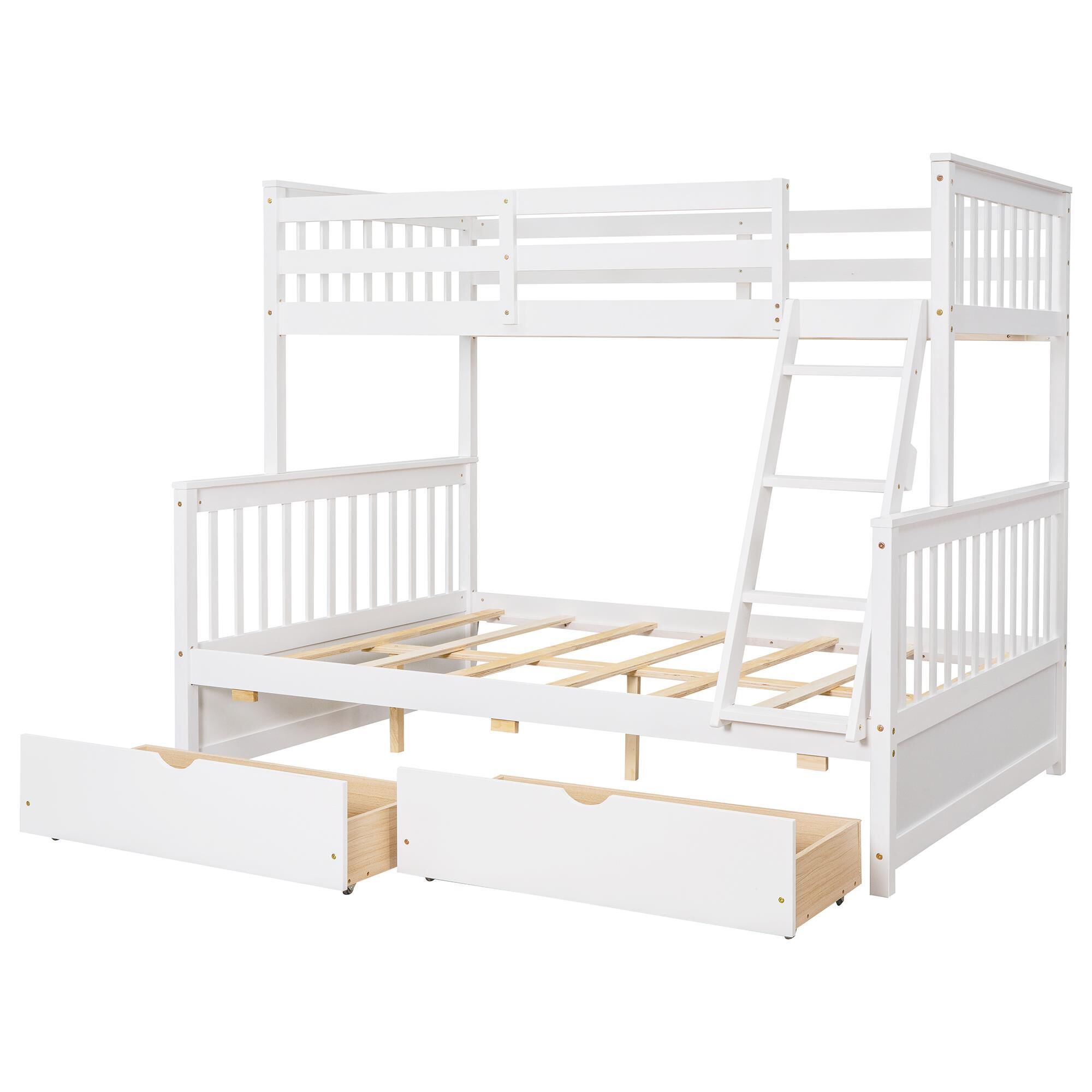 White twin over full bunk bed clearance with storage