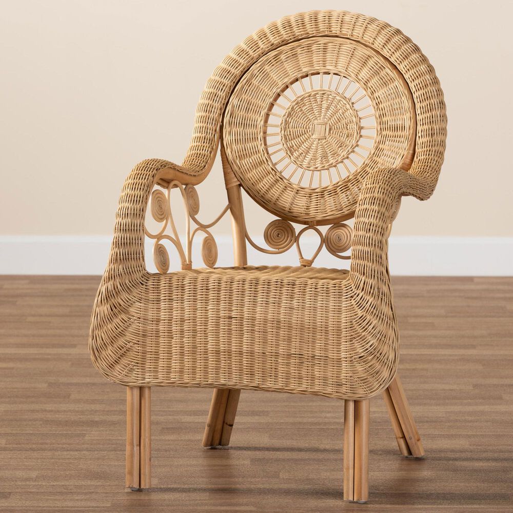 Baxton Studio Putri Rattan Arm Chair in Natural Brown, , large