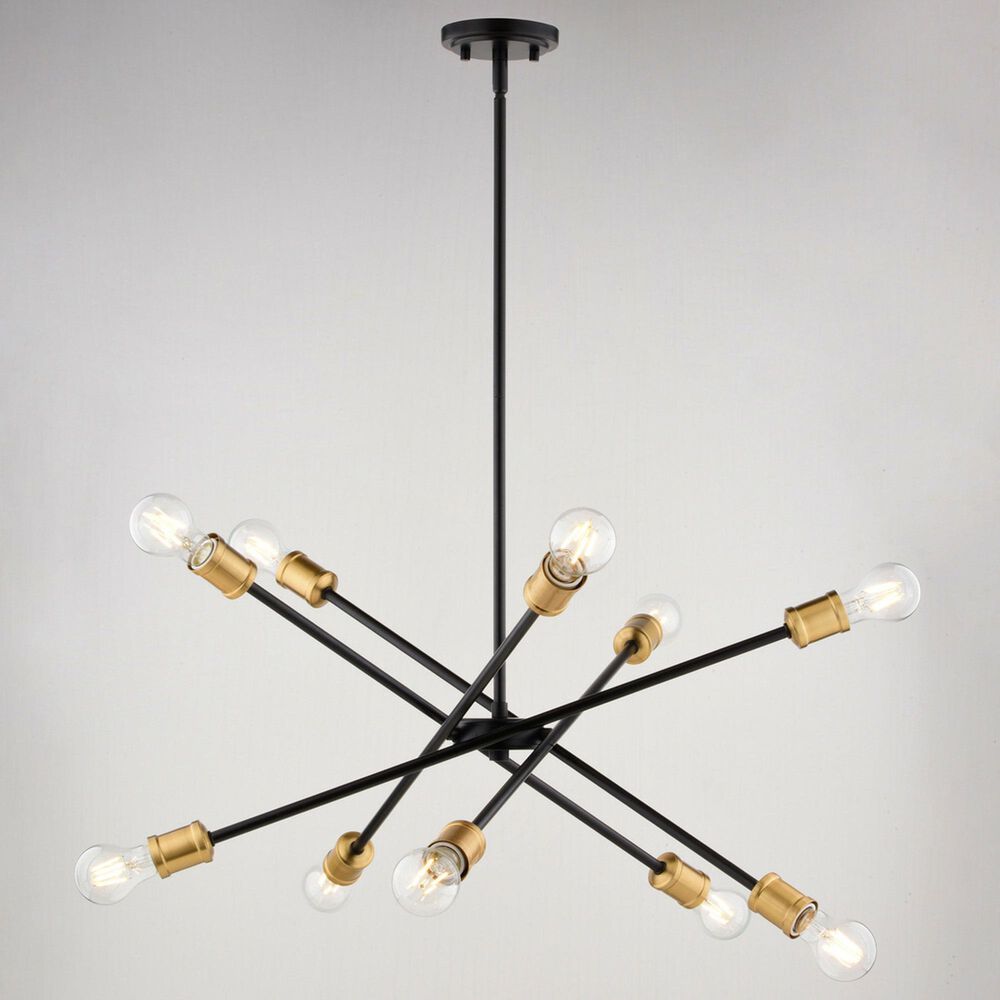 Vaxcel International Co. Ltd. Gresham 10-Light Chandelier in Antique Gold with Matte Black, , large