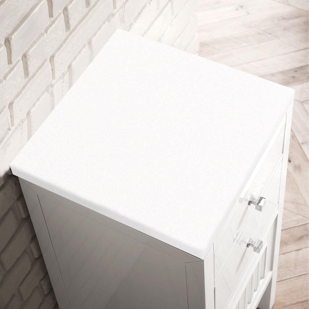 James Martin Vanities Athens 15" Right Door Cabinet in Glossy White with 3 cm White Zeus Quartz Top, , large