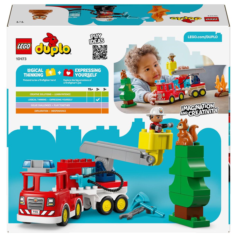 LEGO Duplo Fire Truck with Hose and Firefighter Building Set, , large