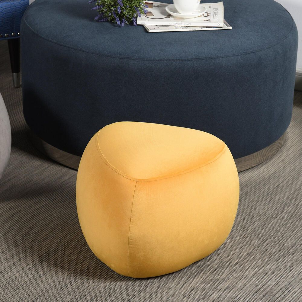 Flair Industries River Rock Hassock Ottoman in Harvest Gold Yellow, , large