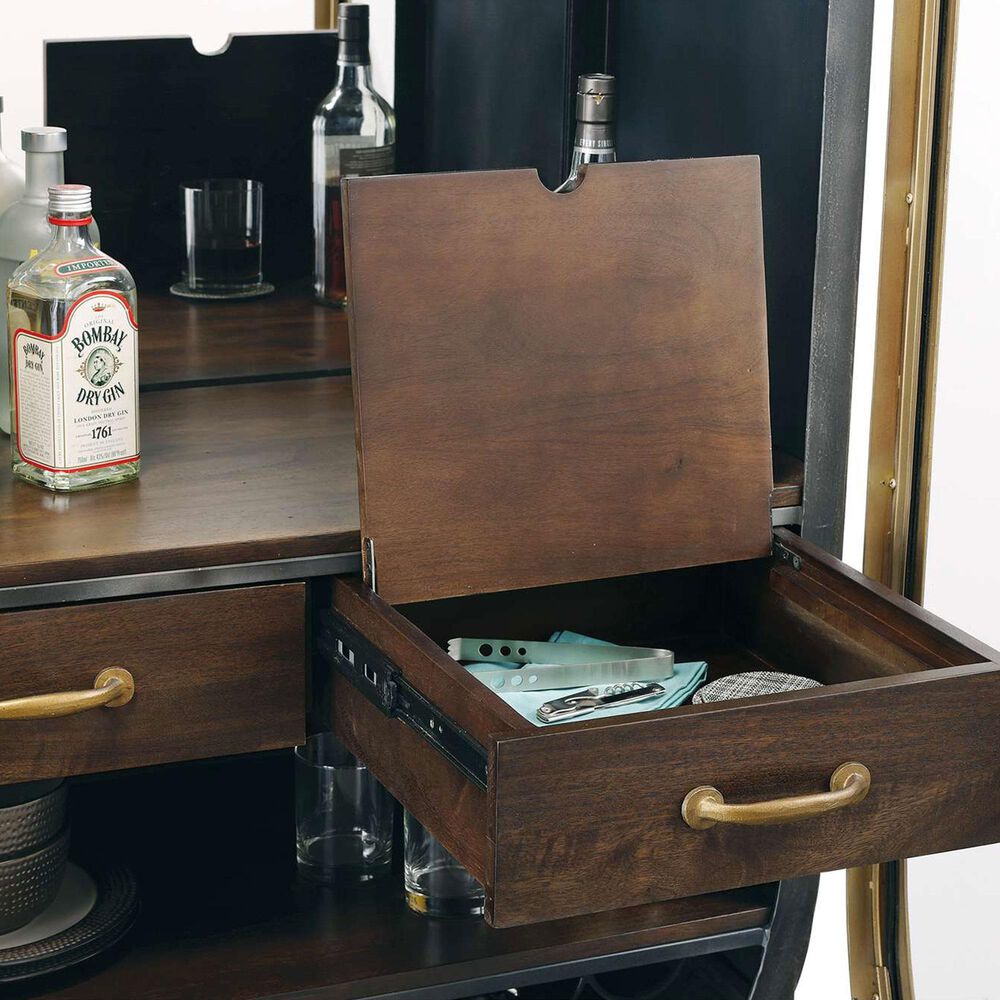 Howard Miller Boilermaker Wine and Bar Cabinet in Charcoal Gray and Aged Brass, , large