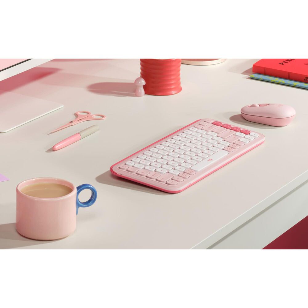 Logitech POP Icon Keys Wireless Bluetooth Keyboard in Rose and Off White, , large